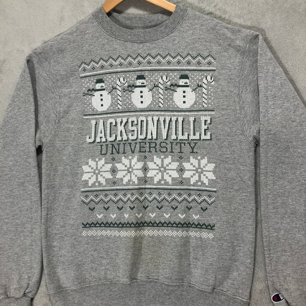 Champion Jacksonville University Ugly Christmas Sweater Snowman Gray S